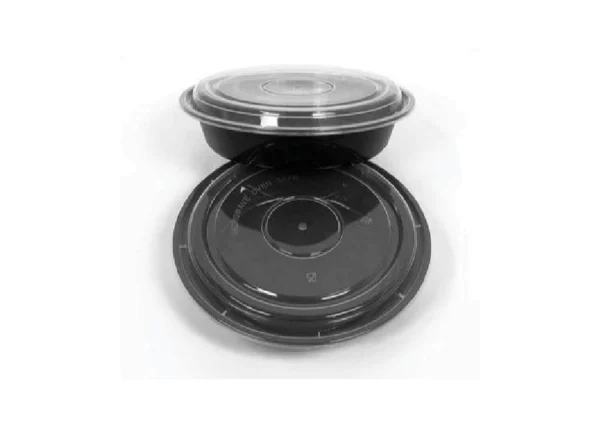 48oz Round Black & White Cont 150/cs